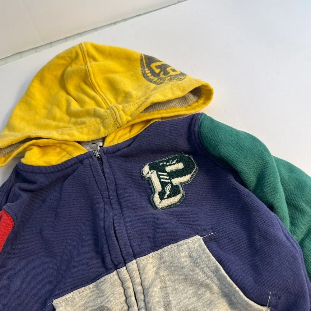 Polo Ralph Lauren Full Zip ColorBlock Hoodie Sweatshirt Denim Jeans Outfit 18m